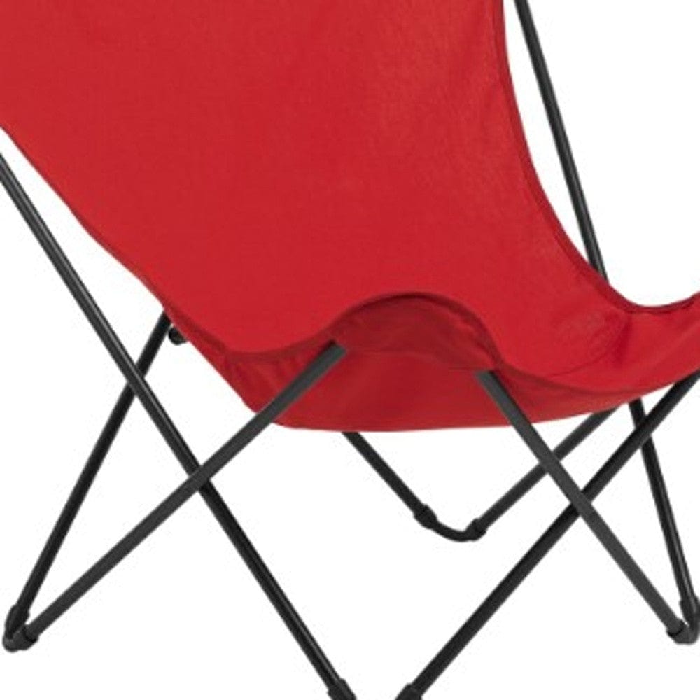 36" Red and Chrome Outdoor Camping Chair - Homeroots