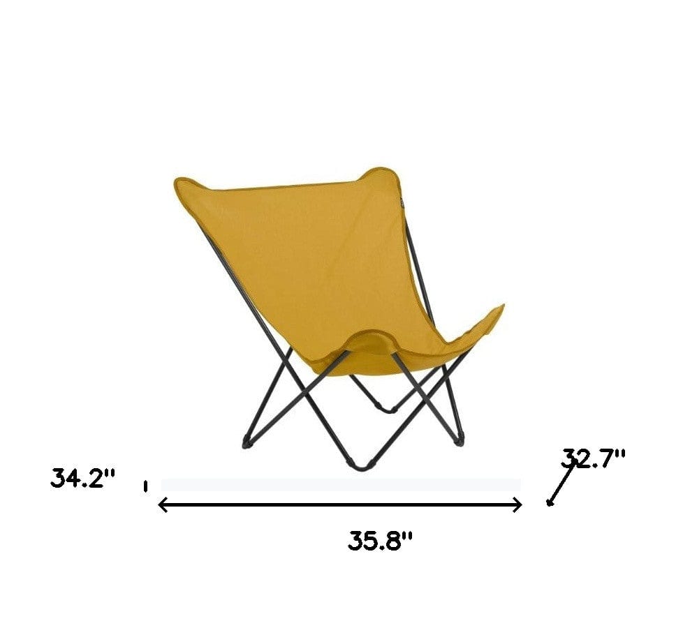 36" Yellow and Stainless Steel Metal Outdoor Camping Chair - Homeroots