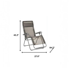 28" Graphite Metal Outdoor Zero Gravity Chair with Graphite Cushion - Homeroots