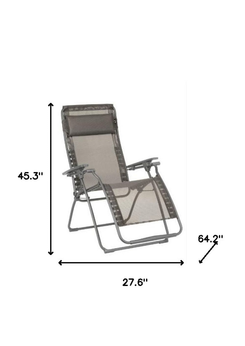 28" Graphite Metal Outdoor Zero Gravity Chair with Graphite Cushion