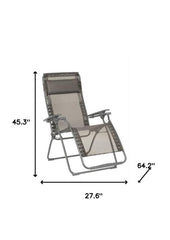 28" Graphite Metal Outdoor Zero Gravity Chair with Graphite Cushion - Homeroots