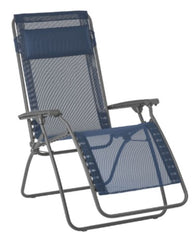 27" Blue Metal Outdoor Zero Gravity Chair with Blue Cushion