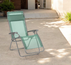 27" Green Metal Outdoor Zero Gravity Chair with Green Cushion