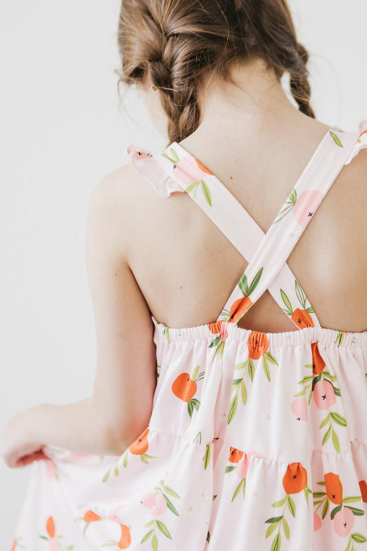 Tangerine Ruffle Cross Back Dress