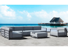 35" Gray and TPU Coating Metal Outdoor Modular with Gray Cushion