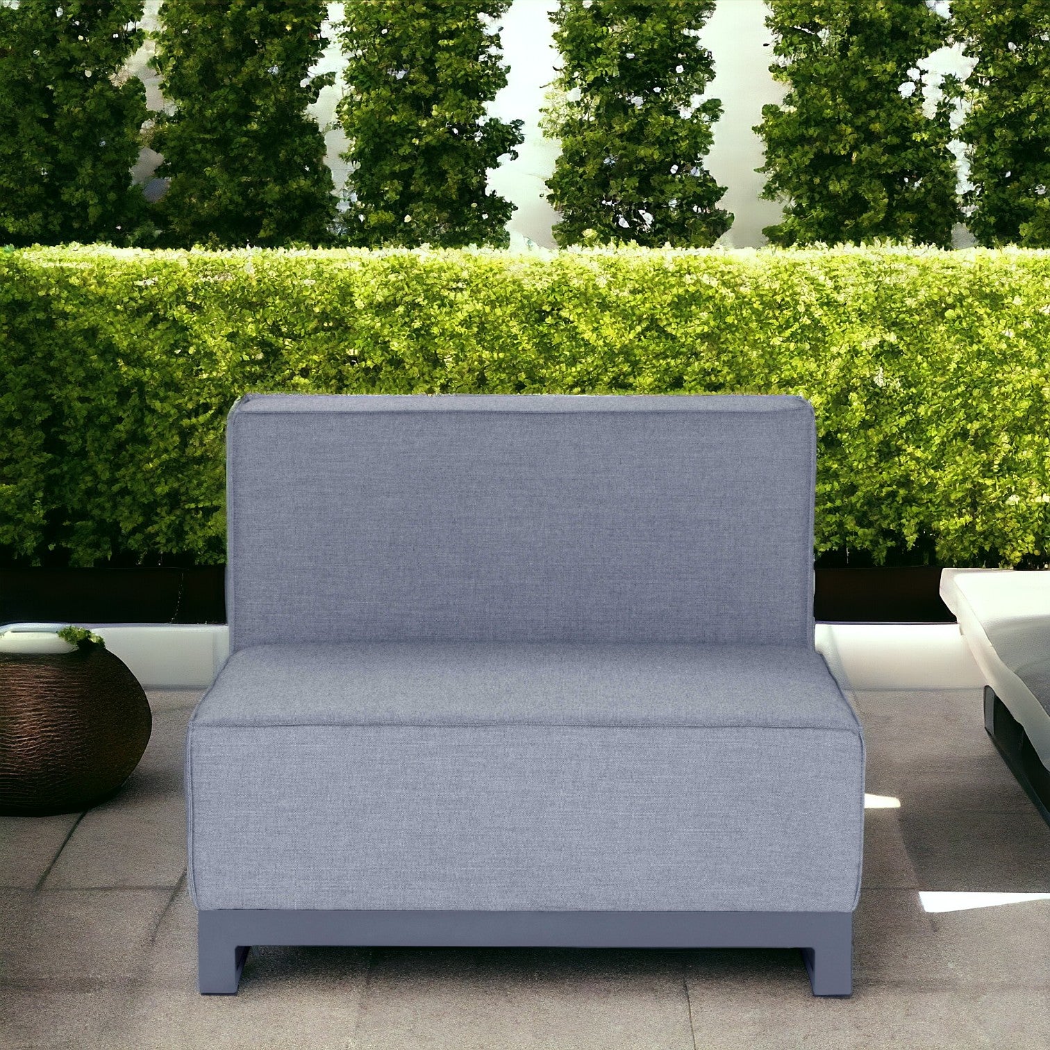 35" Gray and TPU Coating Metal Outdoor Modular with Gray Cushion