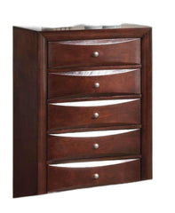 32" Espresso Solid Wood Five Drawer Chest