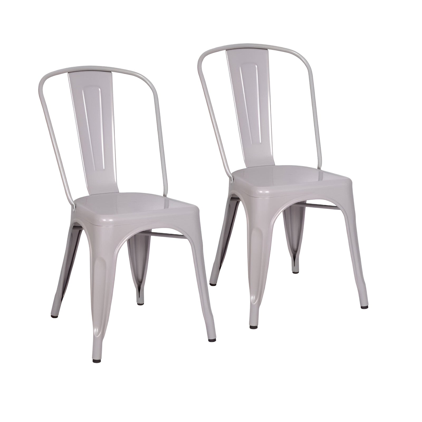 Set of Two White Metal Dining Side Chairs