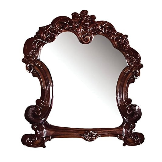 45" Brown Crowned Top Solid Wood Framed Dresser Mirror - Homeroots