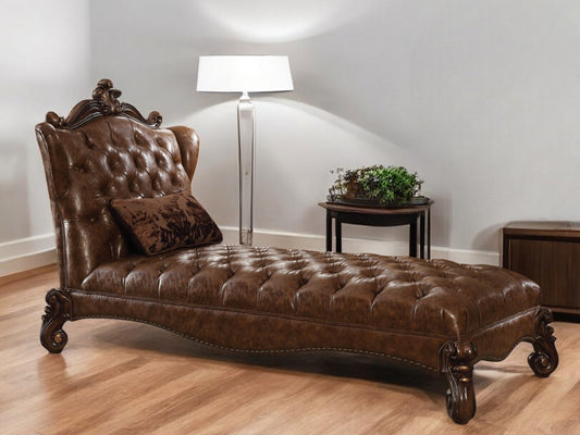 76" X 41" X 49" Light Brown Wood Chaise  Pillow