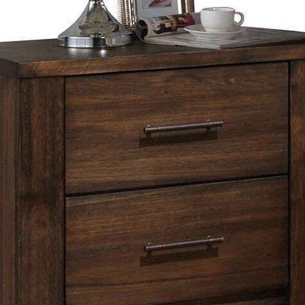 25" Brown Two Drawers Nightstand - Homeroots