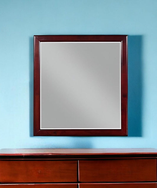 38" Dark Brown Framed Dresser Mirror - Homeroots