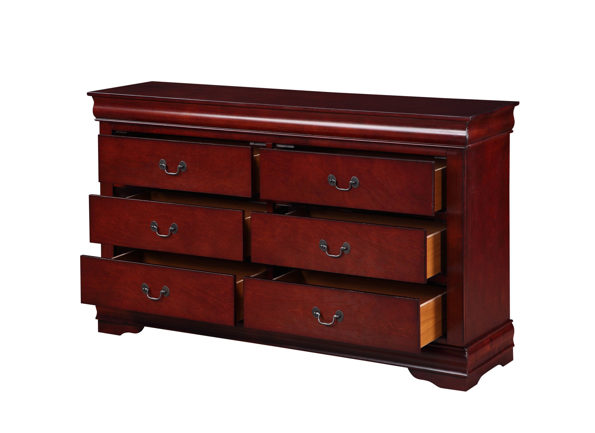 57" Brown Solid Wood Double Dresser