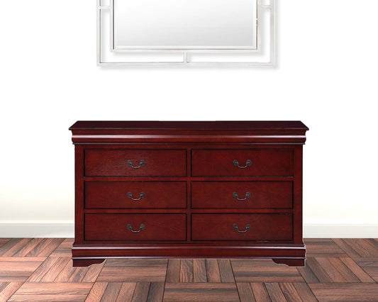 57" Brown Solid Wood Double Dresser - Homeroots