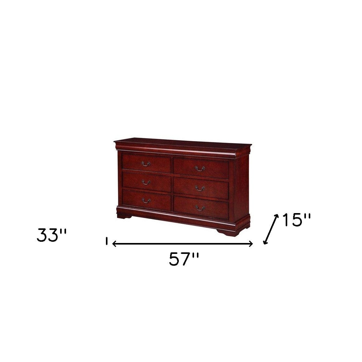 57" Brown Solid Wood Double Dresser - Homeroots