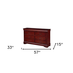 57" Brown Solid Wood Double Dresser - Homeroots