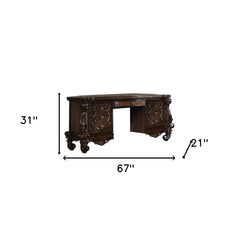 67" Brown Vanity Table With Seven Drawers