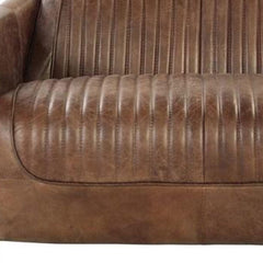 50" Brown Leather Loveseat - Homeroots