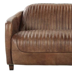 50" Brown Leather Loveseat - Homeroots