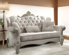 69" Ivory Chesterfield Loveseat and Toss Pillows