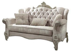 69" Ivory Chesterfield Loveseat and Toss Pillows