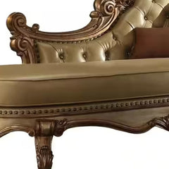 81" Bone And Pearl Faux Leather Tufted Lounge Chair