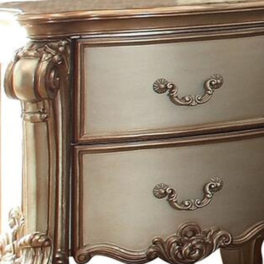 30" Bone Two Drawers Nightstand - Homeroots