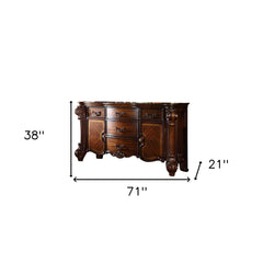 71" Solid Wood Five Drawer Dresser