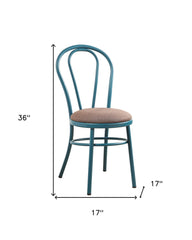 Set of Two Taupe And Teal Blue Upholstered Dining Side Chairs