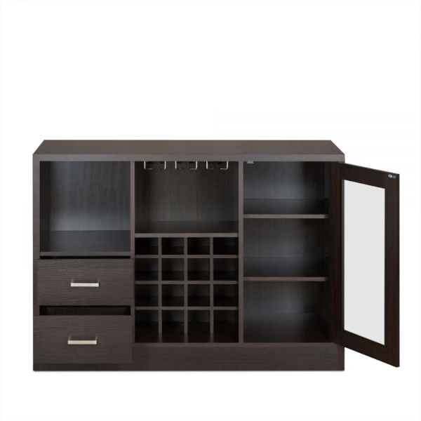 47" Espresso Solid Wood Frame With Five Shelves And Two Drawers