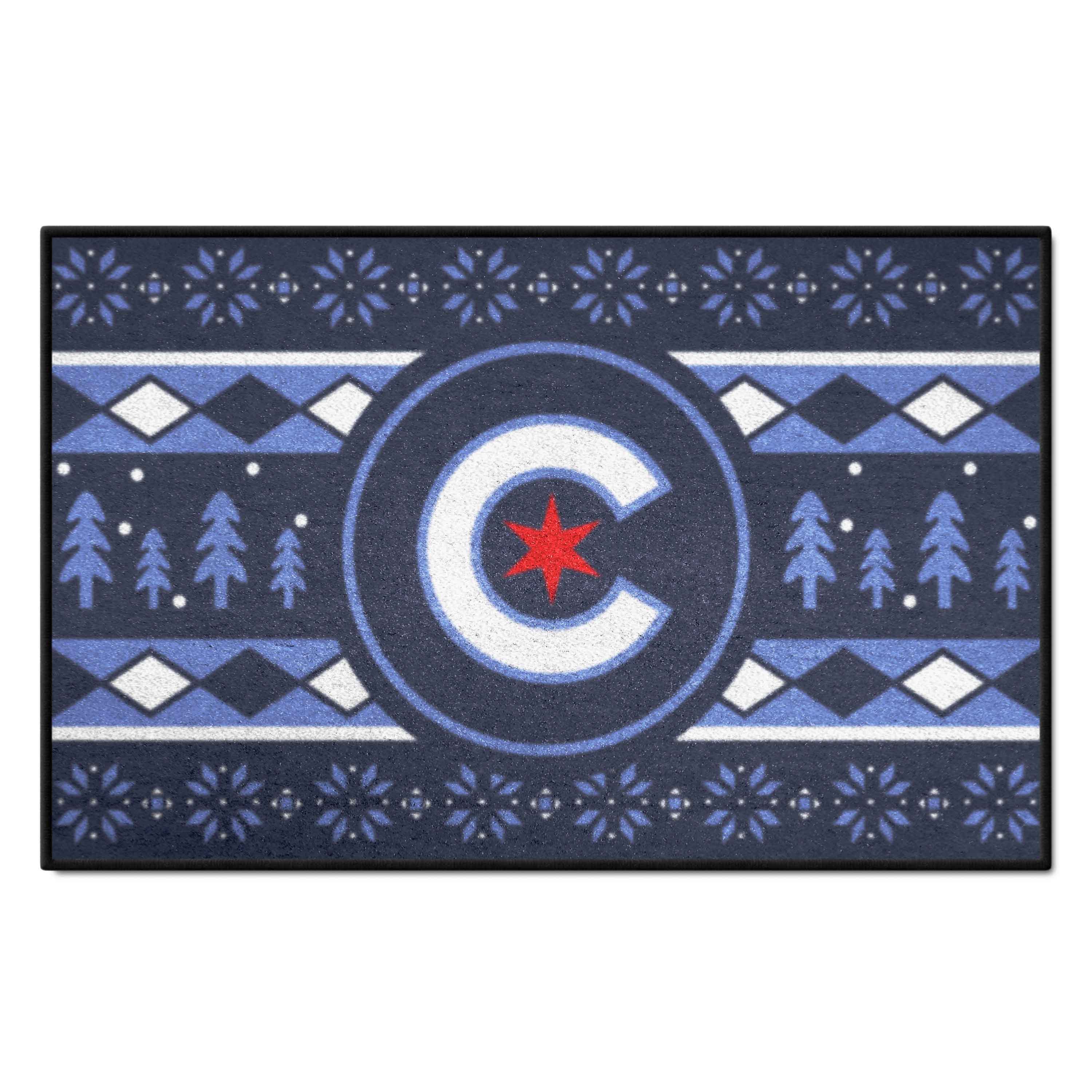 Chicago Cubs Holiday Sweater Starter Mat Accent Rug - 19in. x 30in.