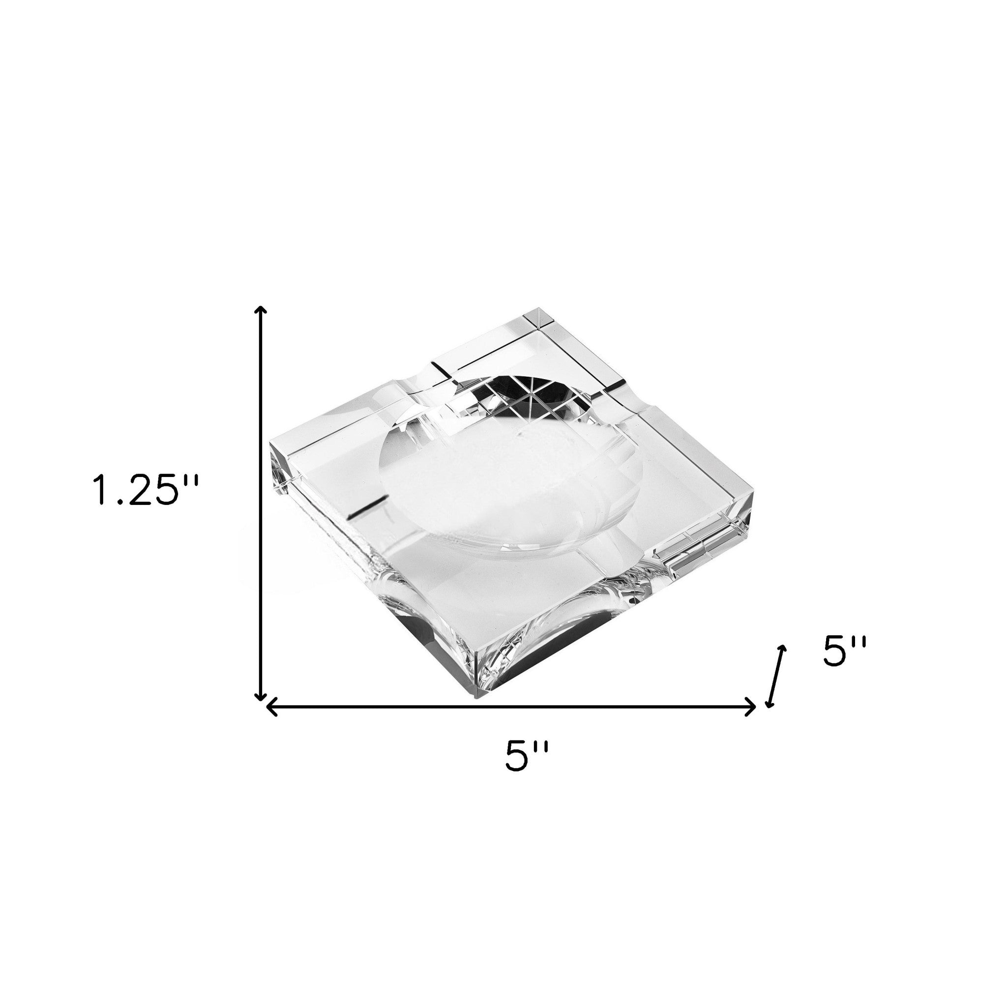 5" Clear Crystal Square Cigar Ash Tray