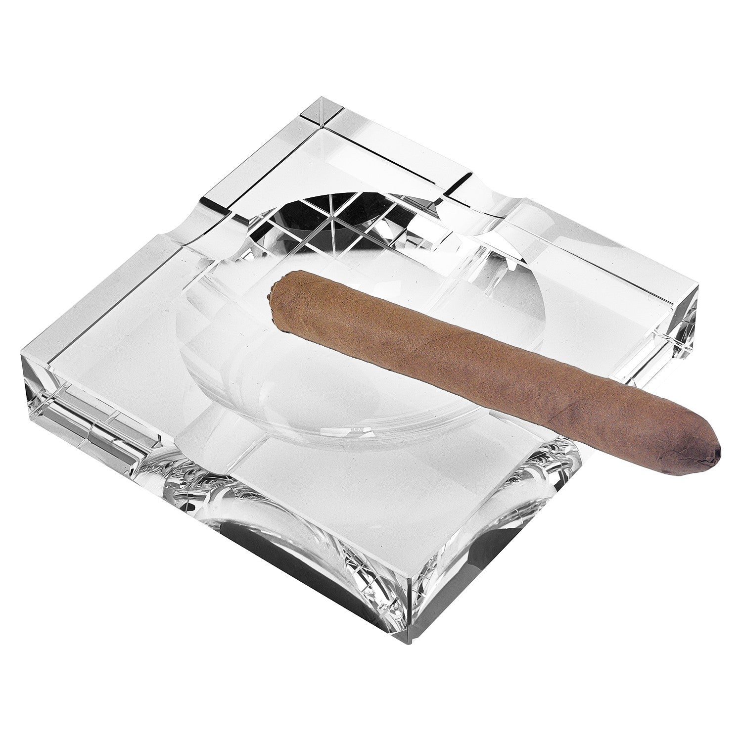 5" Clear Crystal Square Cigar Ash Tray