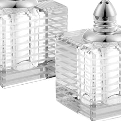 Hand Made Crystal Silver Pair Of Salt And Pepper Shakers