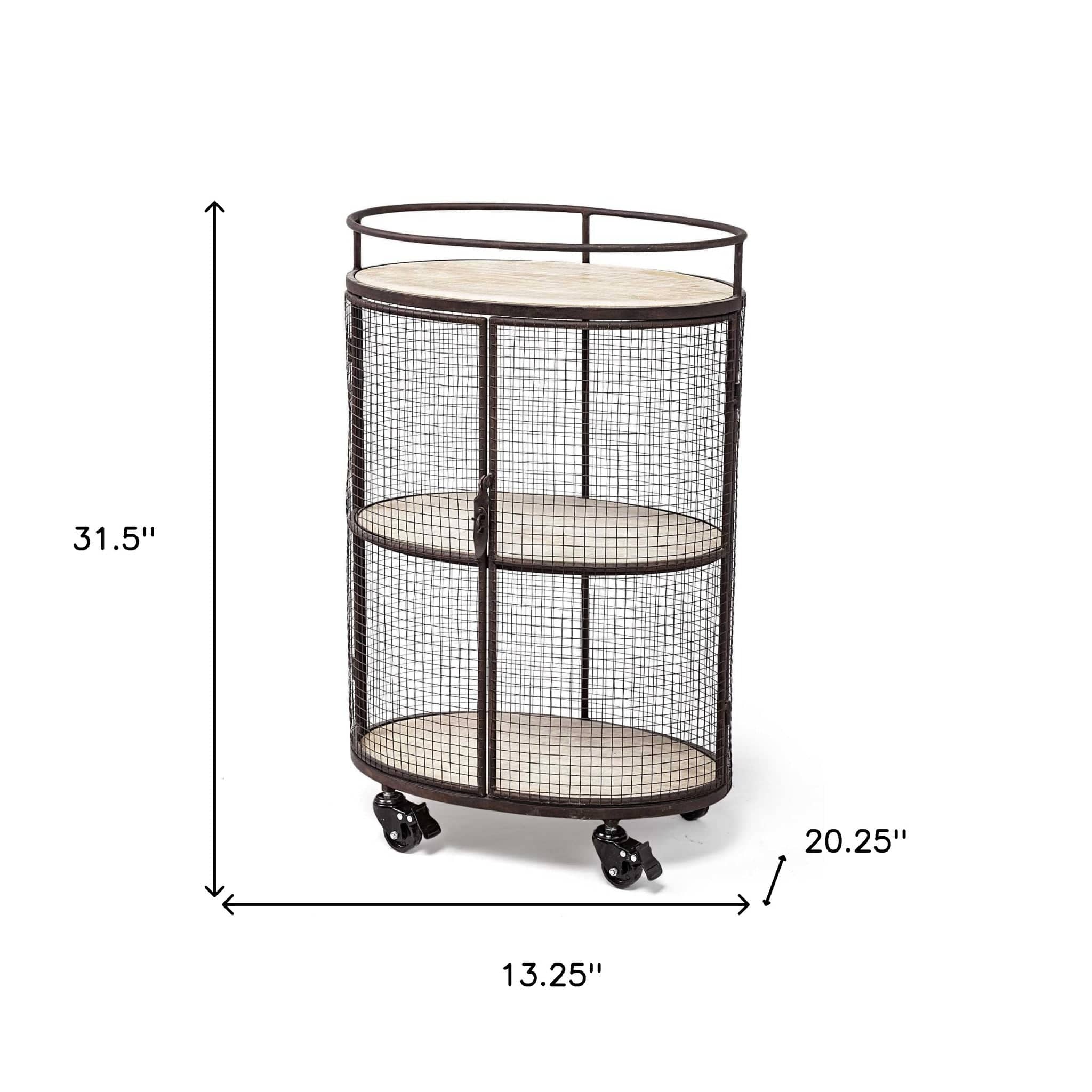 Cylindrical Matte Black Metal Bar Cart - Homeroots