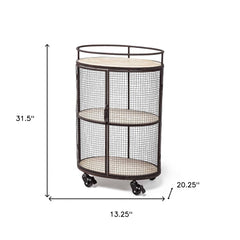 Cylindrical Matte Black Metal Bar Cart - Homeroots