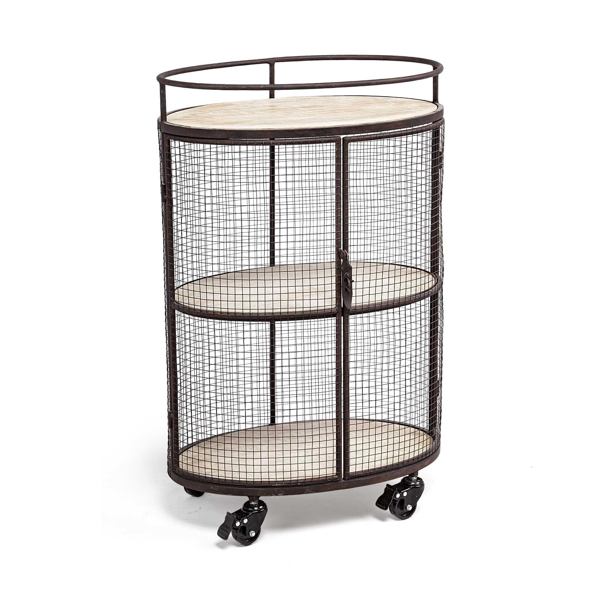 Cylindrical Matte Black Metal Bar Cart - Homeroots