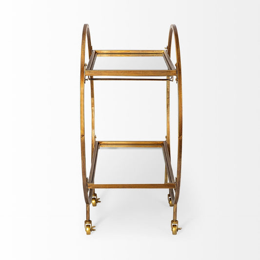 Showstopper Circular Rolling Gold Bar Cart - Homeroots