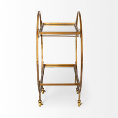 Showstopper Circular Rolling Gold Bar Cart - Homeroots