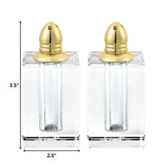 Handcrafted Optical Crystal And Gold Large Size Salt And Pepper Shakers