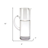 12" Clear Mouth Blown Lead Free Crystal Glass Pitcher