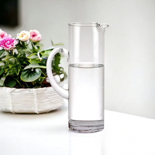 12" Clear Mouth Blown Lead Free Crystal Glass Pitcher