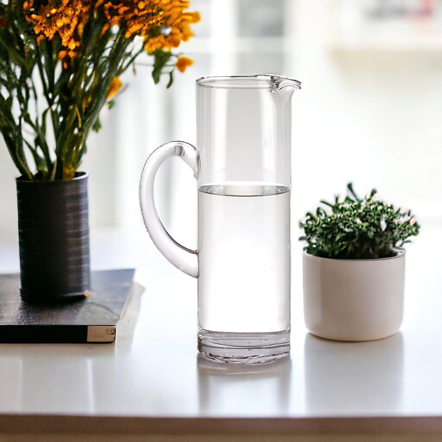 10" Clear Mouth Blown Lead Free Crystal Glass Pitcher