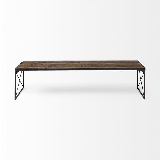 Rectangular Mango Woodmedium Brown Top And Black Iron Base Accent Bench