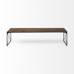 Rectangular Mango Woodmedium Brown Top And Black Iron Base Accent Bench