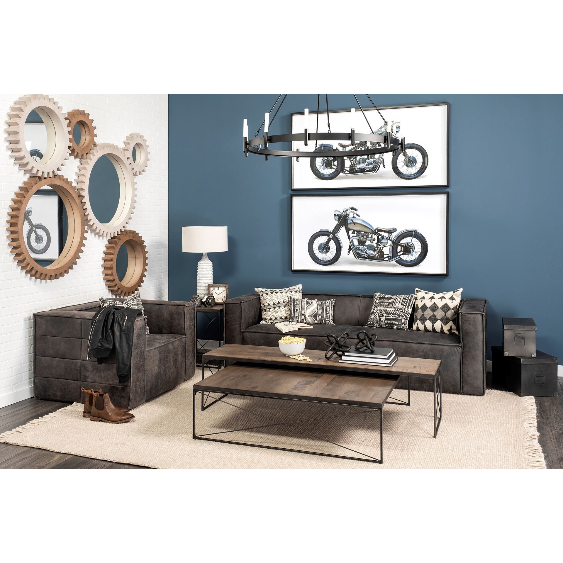 Rectangular Mango Woodmedium Brown Top And Black Iron Base Accent Bench