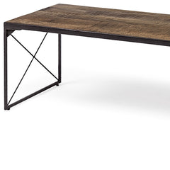 Rectangular Mango Woodmedium Brown Top And Black Iron Base Accent Bench