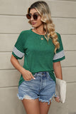 Striped Round Neck Short Sleeve T-Shirt - Flyclothing LLC