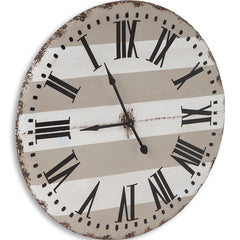 3" Circle Gray And White Wood Analog Wall Clock - Homeroots