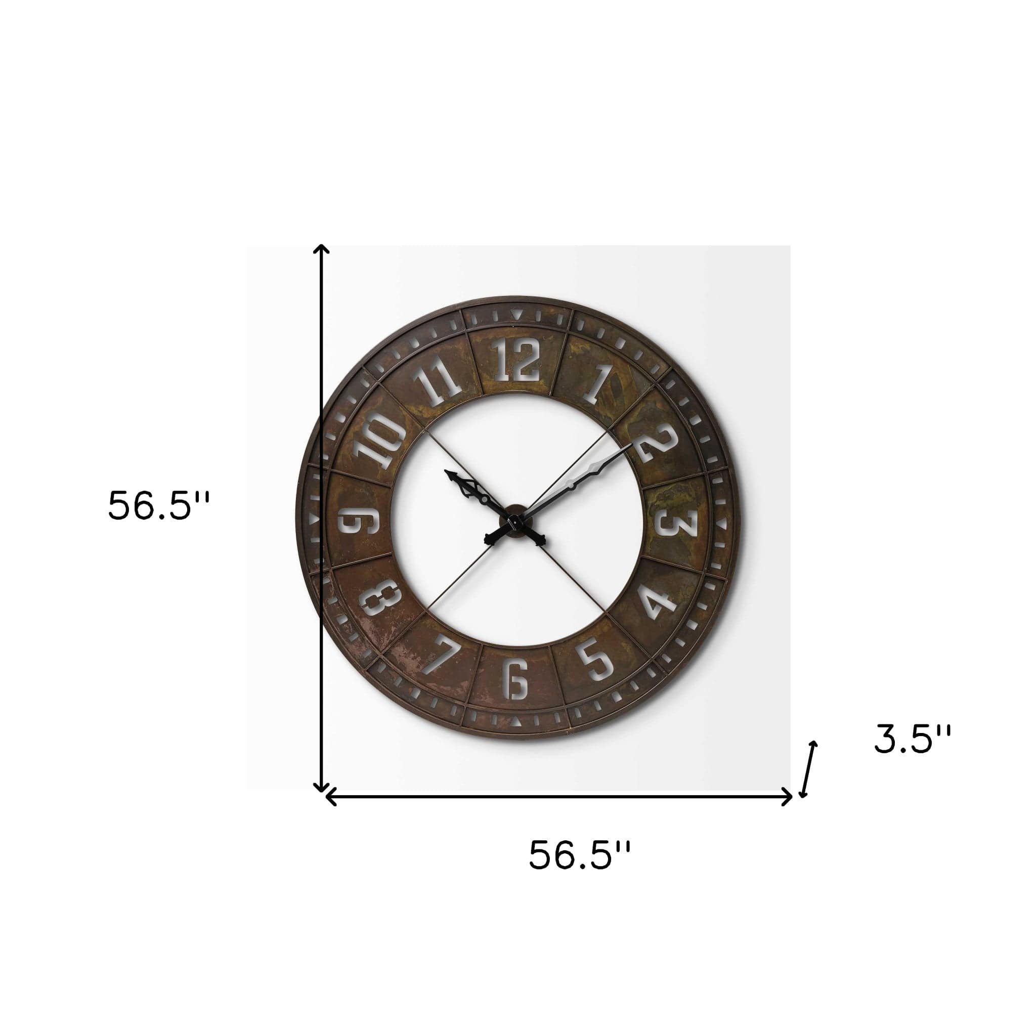 57" Round Industrial Brown Wall Clock - Homeroots